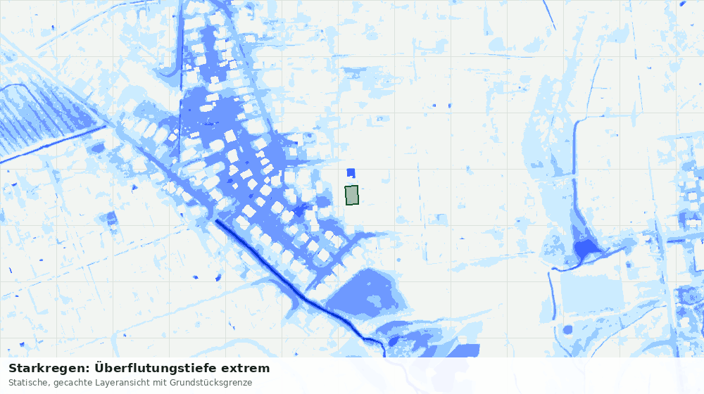 Statische Kartenansicht: Starkregen: Überflutungstiefe extrem