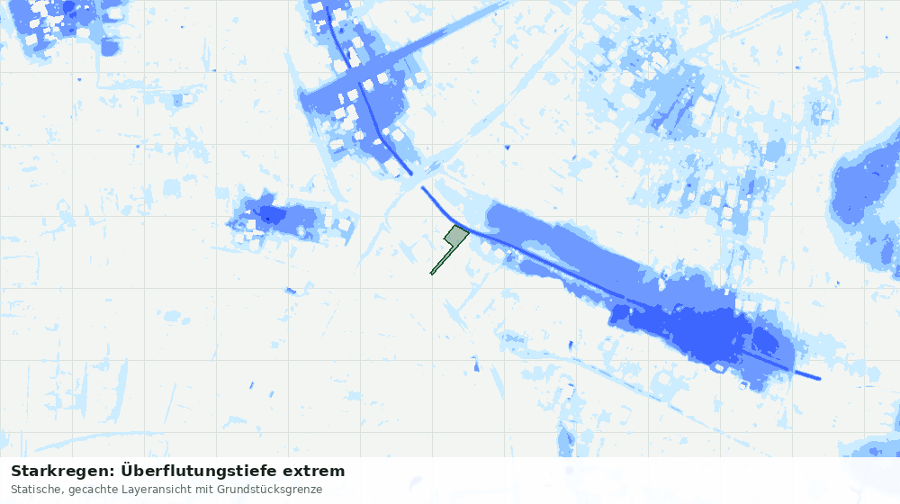 Statische Kartenansicht: Starkregen: Überflutungstiefe extrem