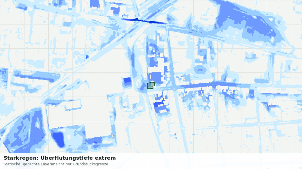 Statische Kartenansicht: Starkregen: Überflutungstiefe extrem