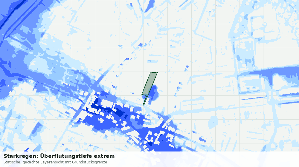 Statische Kartenansicht: Starkregen: Überflutungstiefe extrem