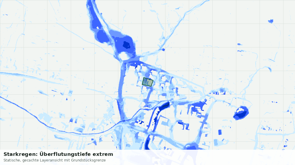 Statische Kartenansicht: Starkregen: Überflutungstiefe extrem
