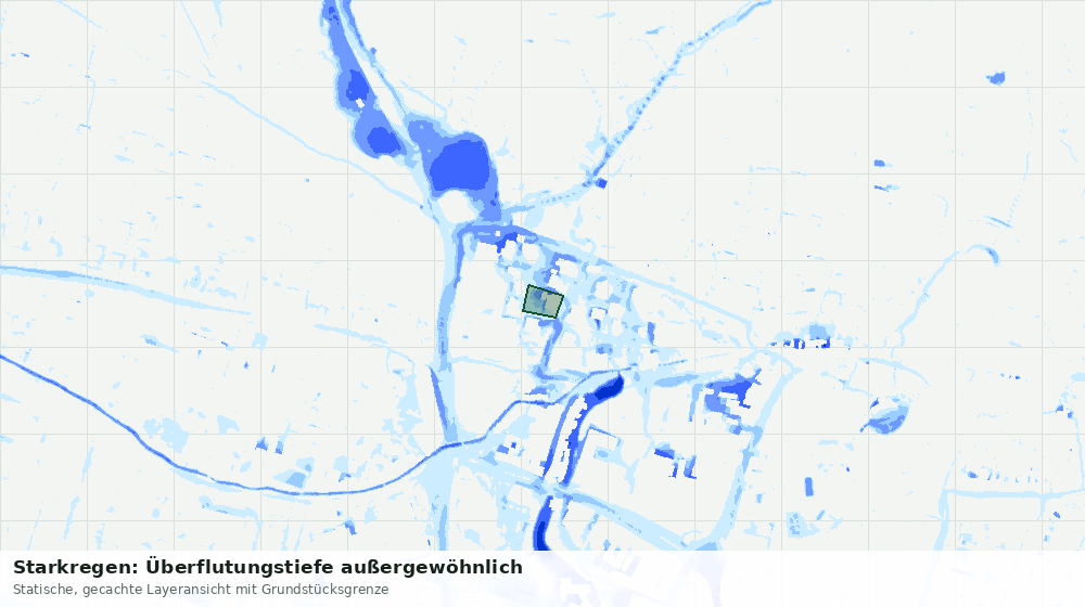Statische Kartenansicht: Starkregen: Überflutungstiefe außergewöhnlich