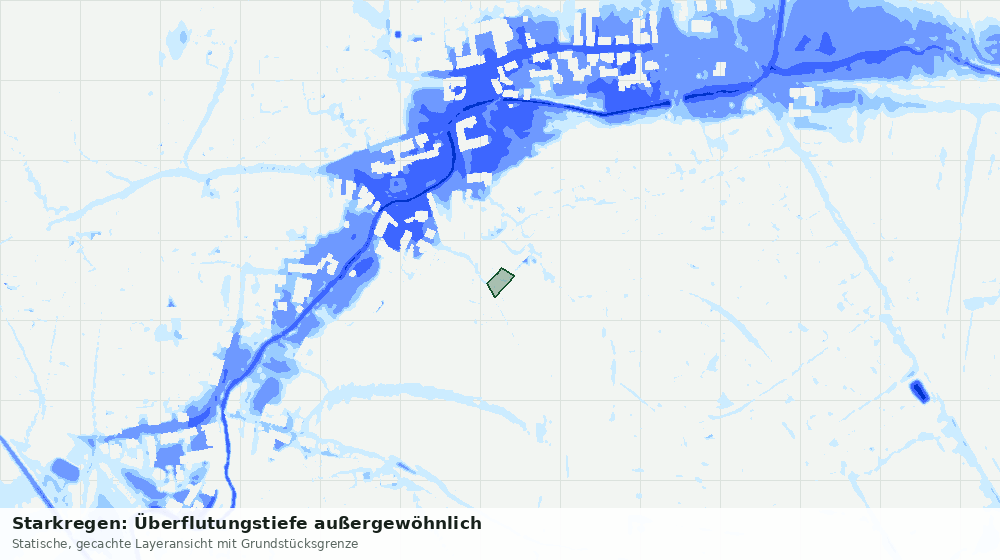 Statische Kartenansicht: Starkregen: Überflutungstiefe außergewöhnlich