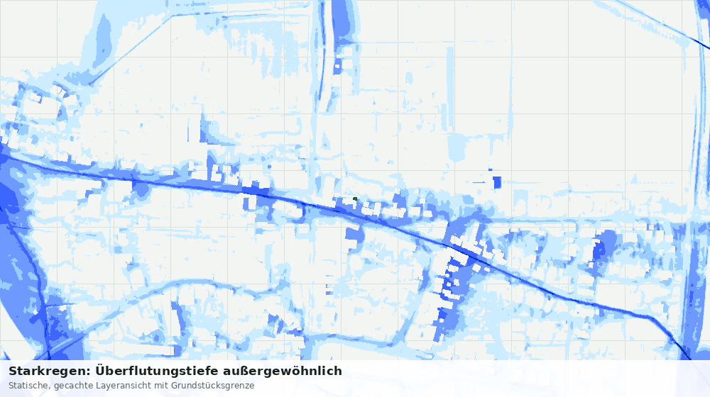Statische Kartenansicht: Starkregen: Überflutungstiefe außergewöhnlich