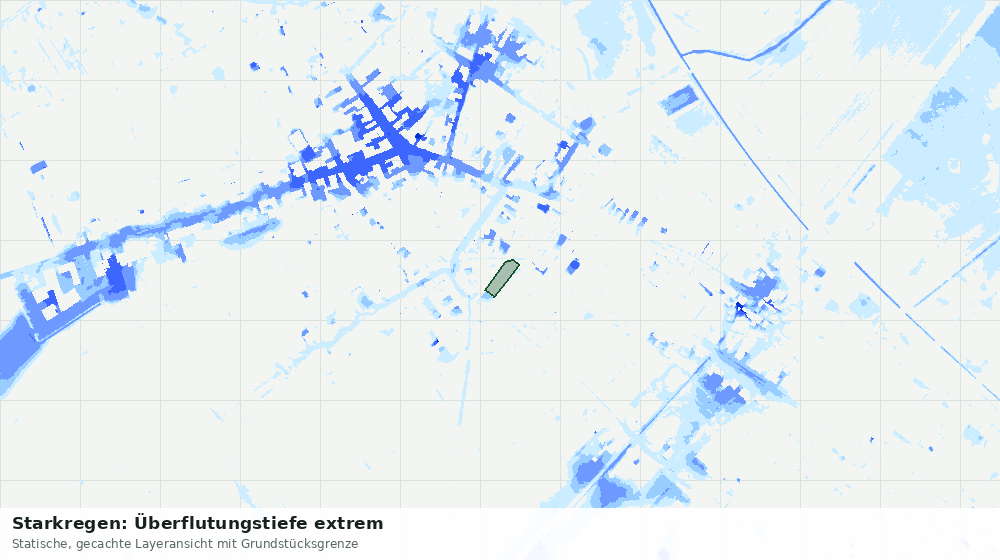 Statische Kartenansicht: Starkregen: Überflutungstiefe extrem