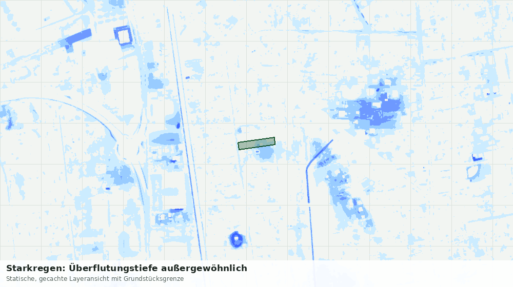 Statische Kartenansicht: Starkregen: Überflutungstiefe außergewöhnlich