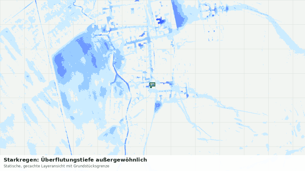 Statische Kartenansicht: Starkregen: Überflutungstiefe außergewöhnlich