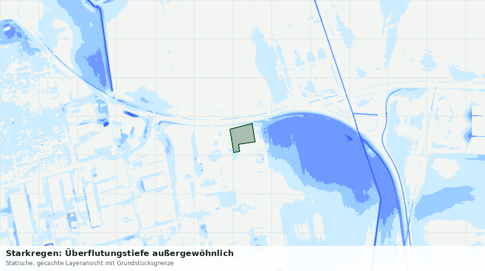 Statische Kartenansicht: Starkregen: Überflutungstiefe außergewöhnlich