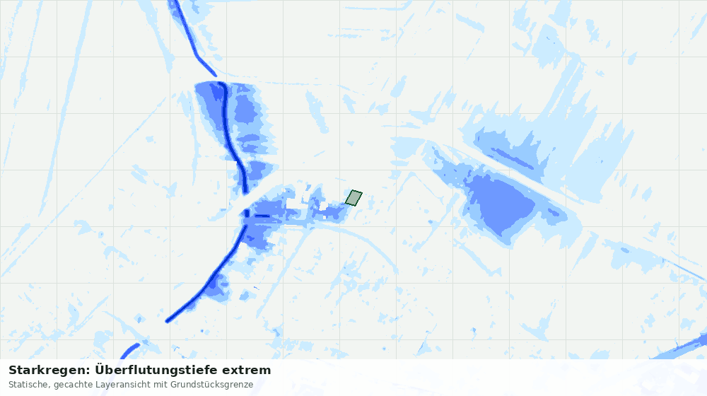 Statische Kartenansicht: Starkregen: Überflutungstiefe extrem