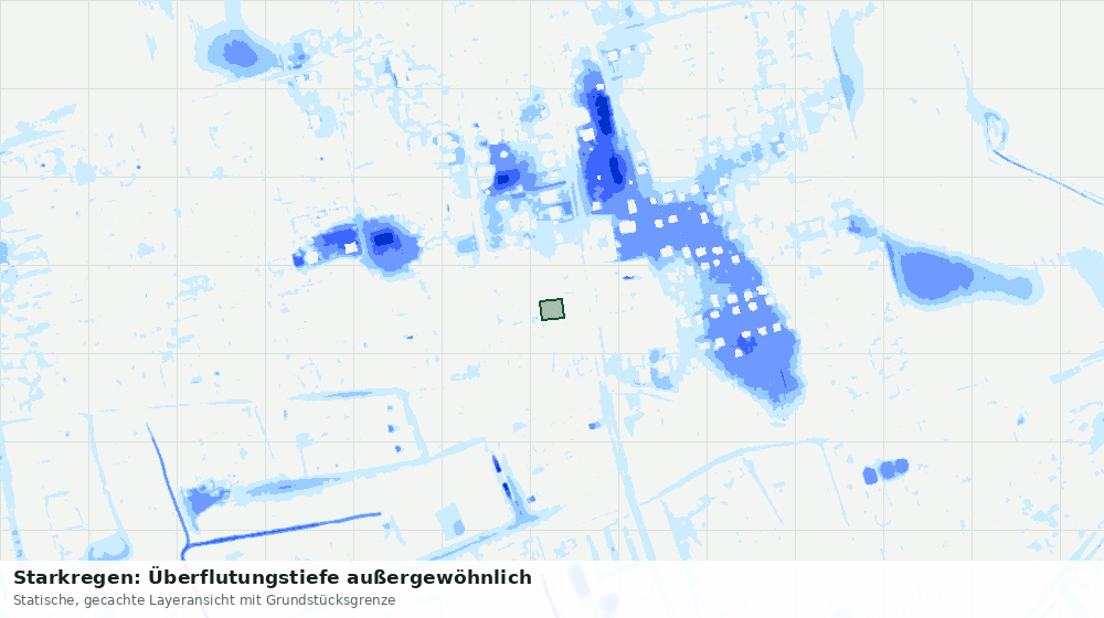 Statische Kartenansicht: Starkregen: Überflutungstiefe außergewöhnlich