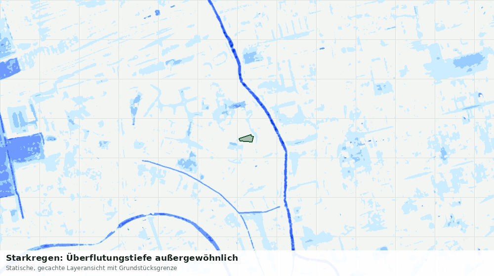 Statische Kartenansicht: Starkregen: Überflutungstiefe außergewöhnlich