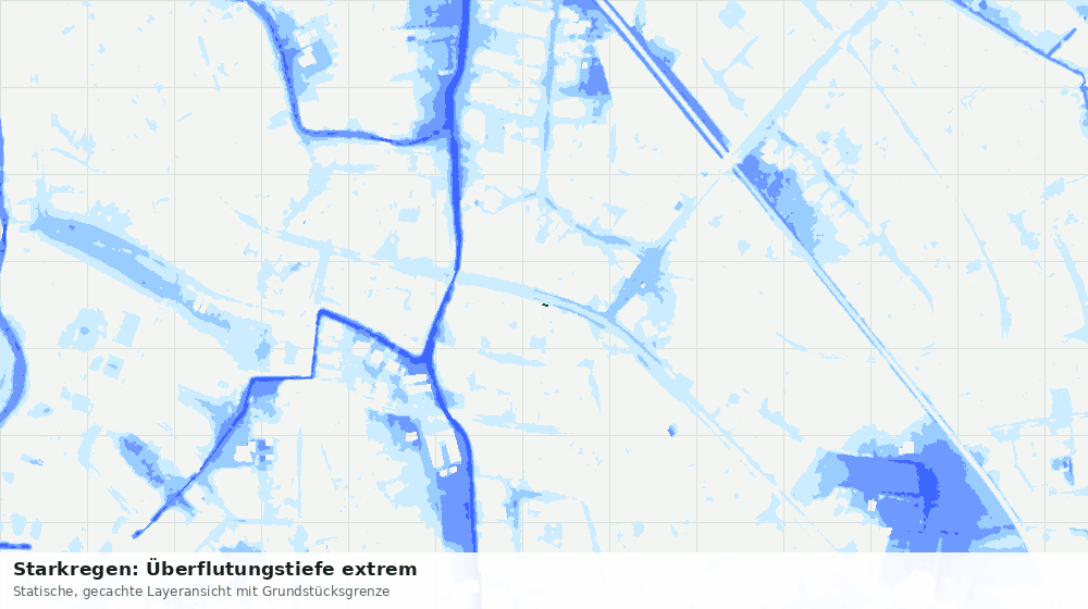 Statische Kartenansicht: Starkregen: Überflutungstiefe extrem
