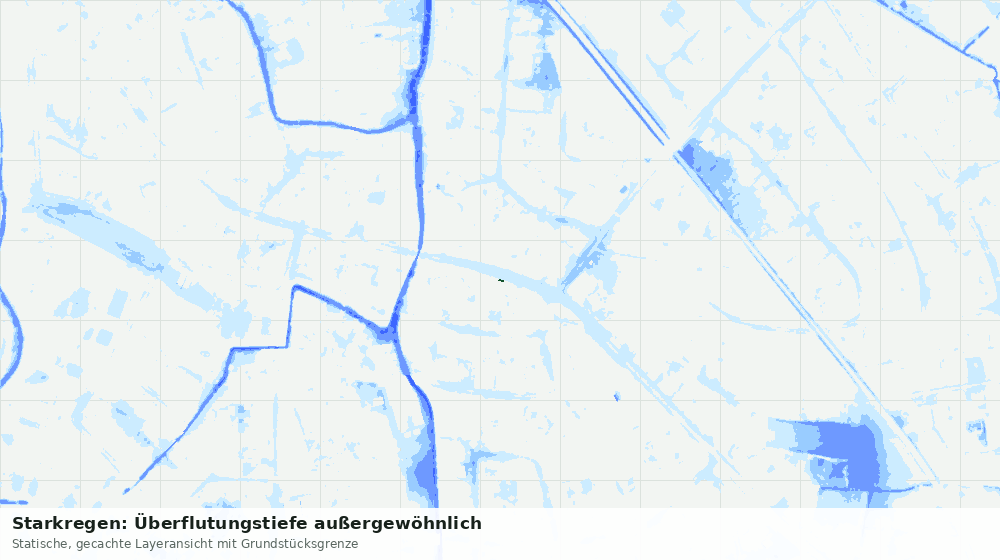 Statische Kartenansicht: Starkregen: Überflutungstiefe außergewöhnlich
