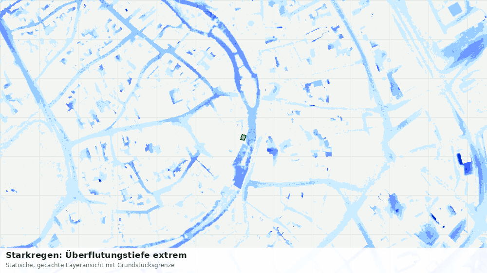 Statische Kartenansicht: Starkregen: Überflutungstiefe extrem