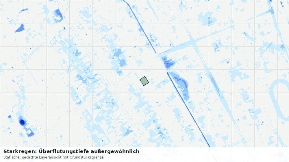 Statische Kartenansicht: Starkregen: Überflutungstiefe außergewöhnlich