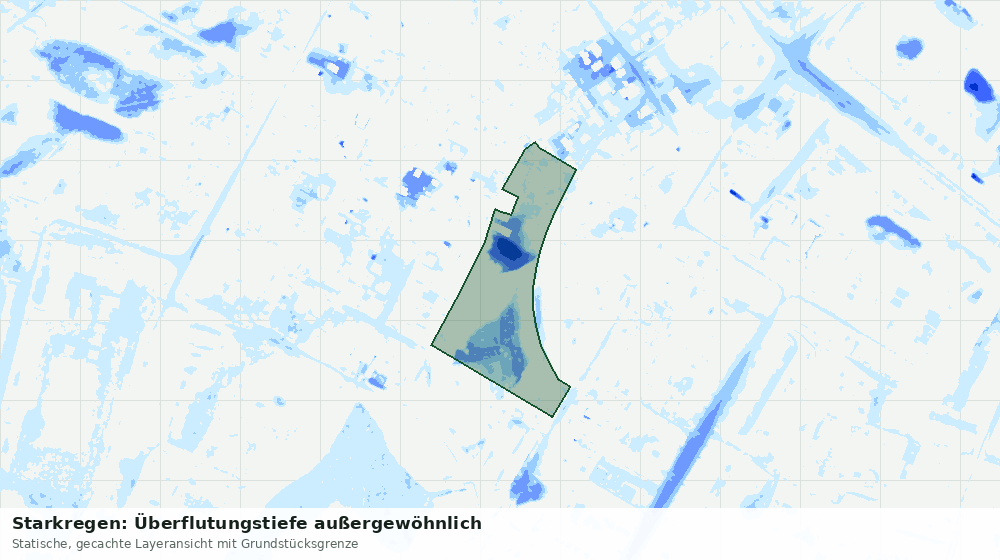Statische Kartenansicht: Starkregen: Überflutungstiefe außergewöhnlich