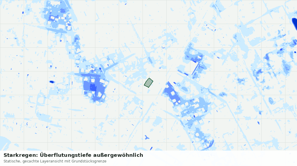 Statische Kartenansicht: Starkregen: Überflutungstiefe außergewöhnlich