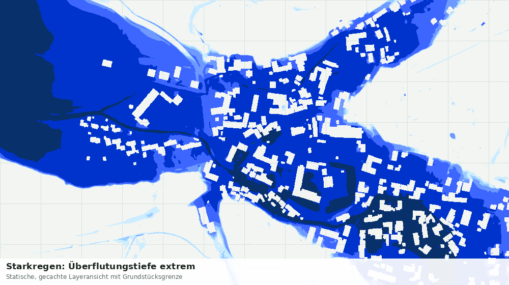 Statische Kartenansicht: Starkregen: Überflutungstiefe extrem