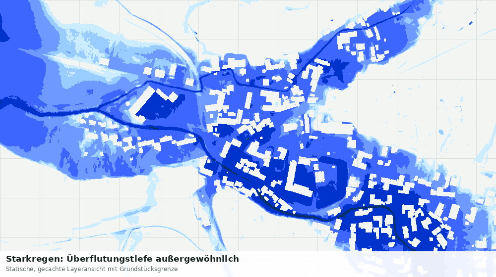 Statische Kartenansicht: Starkregen: Überflutungstiefe außergewöhnlich