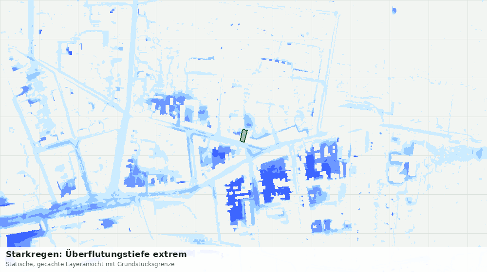 Statische Kartenansicht: Starkregen: Überflutungstiefe extrem