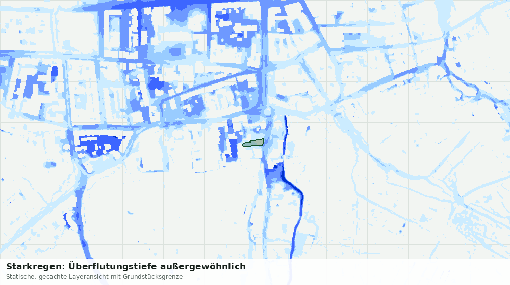Statische Kartenansicht: Starkregen: Überflutungstiefe außergewöhnlich