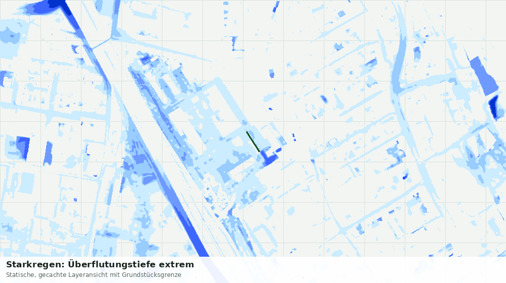 Statische Kartenansicht: Starkregen: Überflutungstiefe extrem