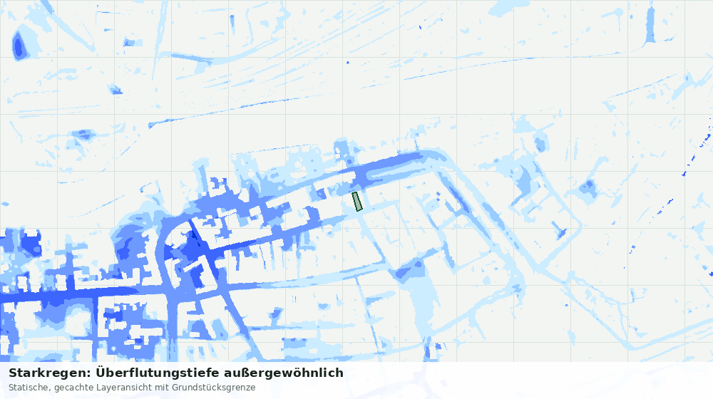 Statische Kartenansicht: Starkregen: Überflutungstiefe außergewöhnlich