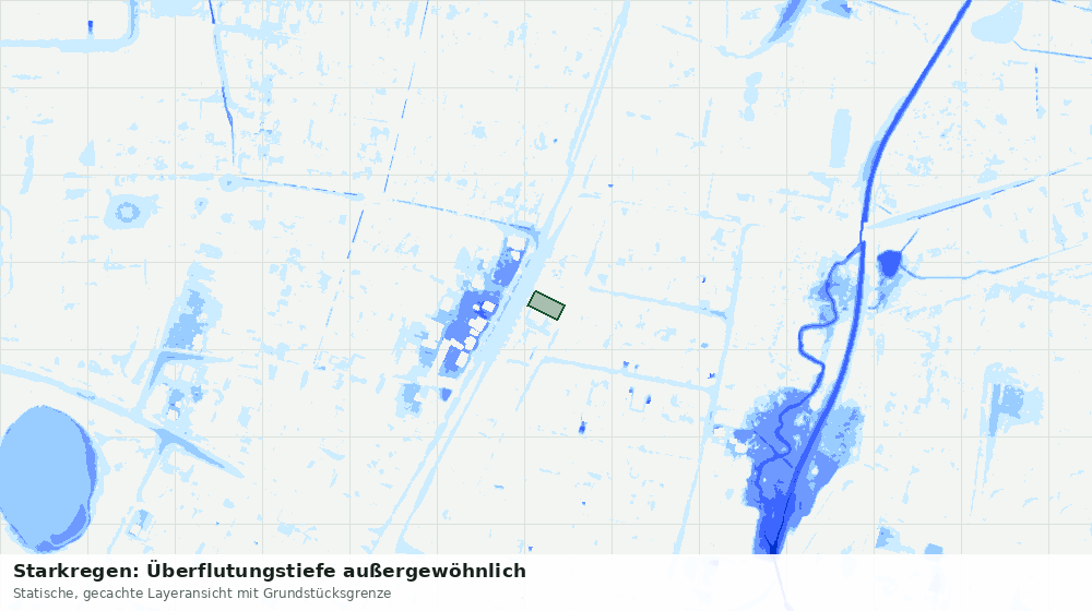 Statische Kartenansicht: Starkregen: Überflutungstiefe außergewöhnlich
