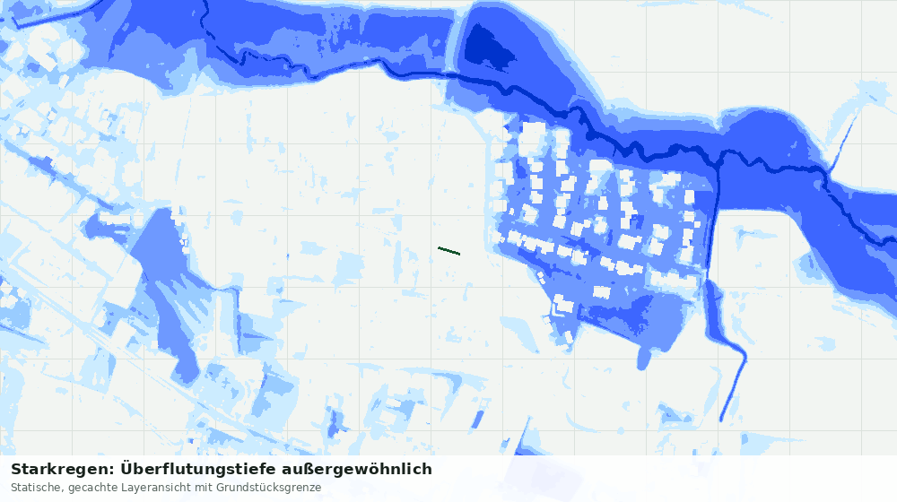 Statische Kartenansicht: Starkregen: Überflutungstiefe außergewöhnlich