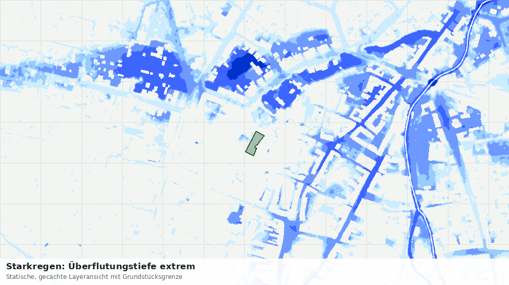 Statische Kartenansicht: Starkregen: Überflutungstiefe extrem