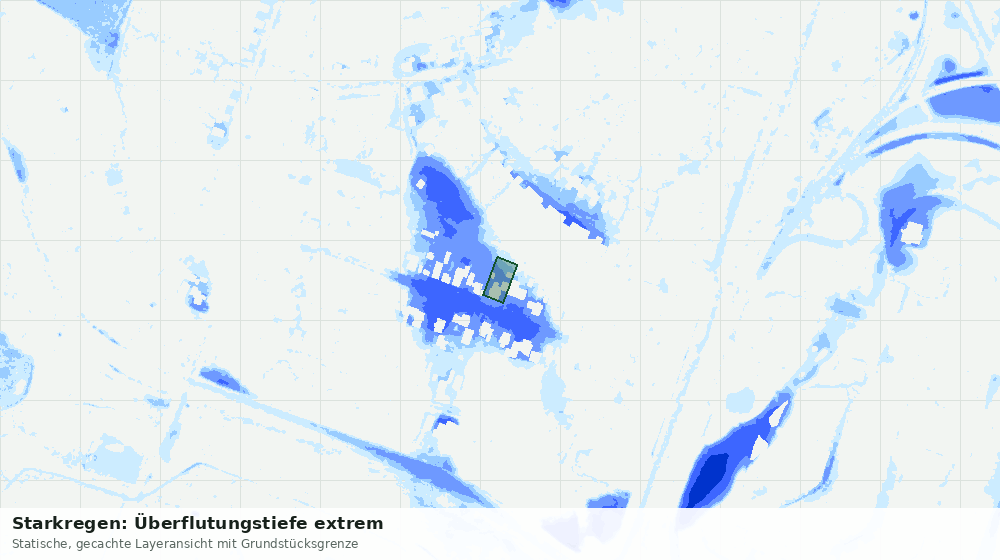 Statische Kartenansicht: Starkregen: Überflutungstiefe extrem