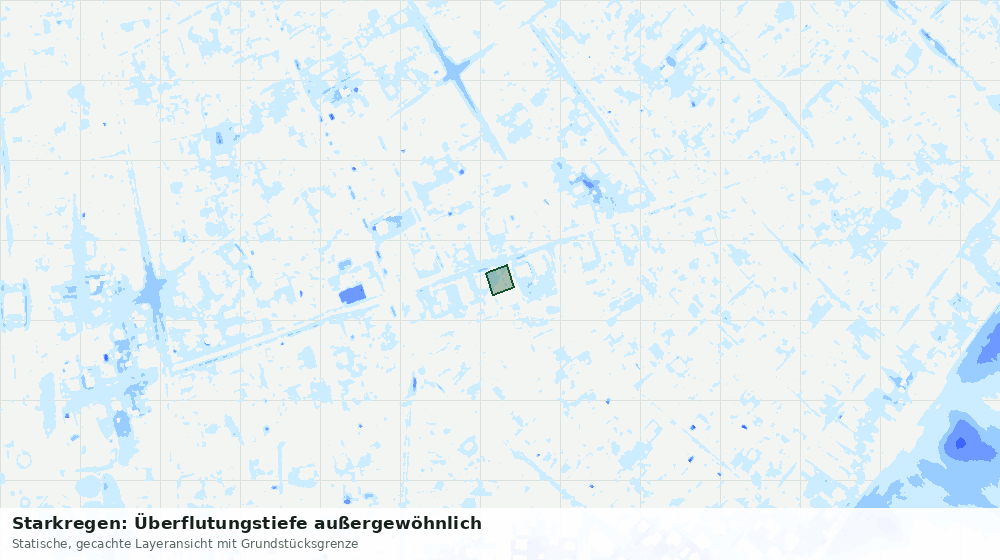 Statische Kartenansicht: Starkregen: Überflutungstiefe außergewöhnlich