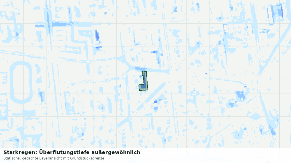 Statische Kartenansicht: Starkregen: Überflutungstiefe außergewöhnlich