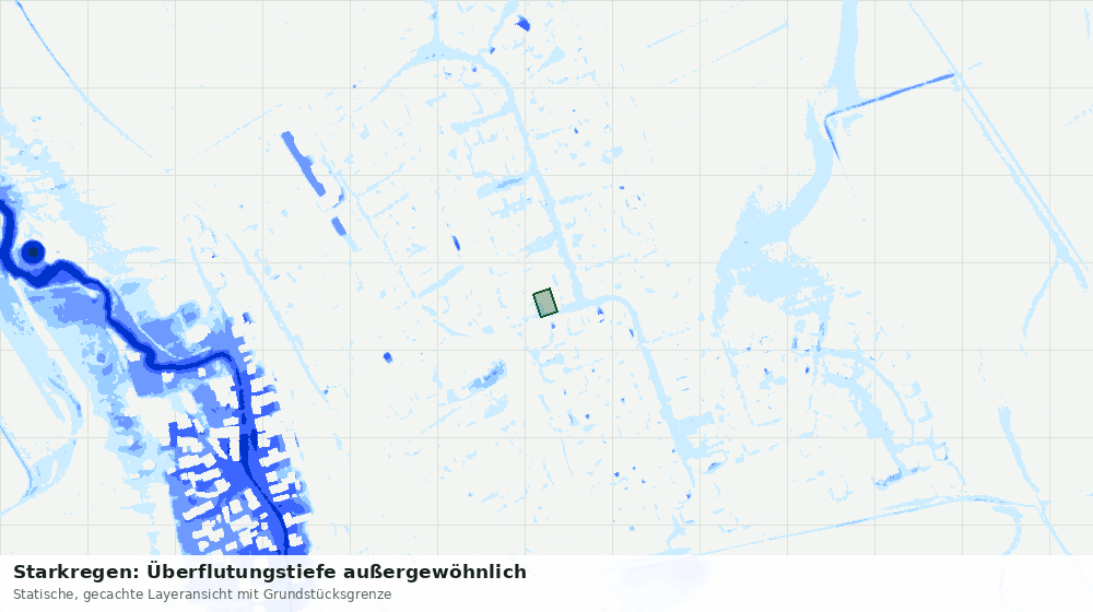 Statische Kartenansicht: Starkregen: Überflutungstiefe außergewöhnlich