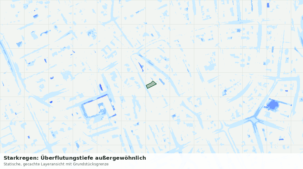 Statische Kartenansicht: Starkregen: Überflutungstiefe außergewöhnlich