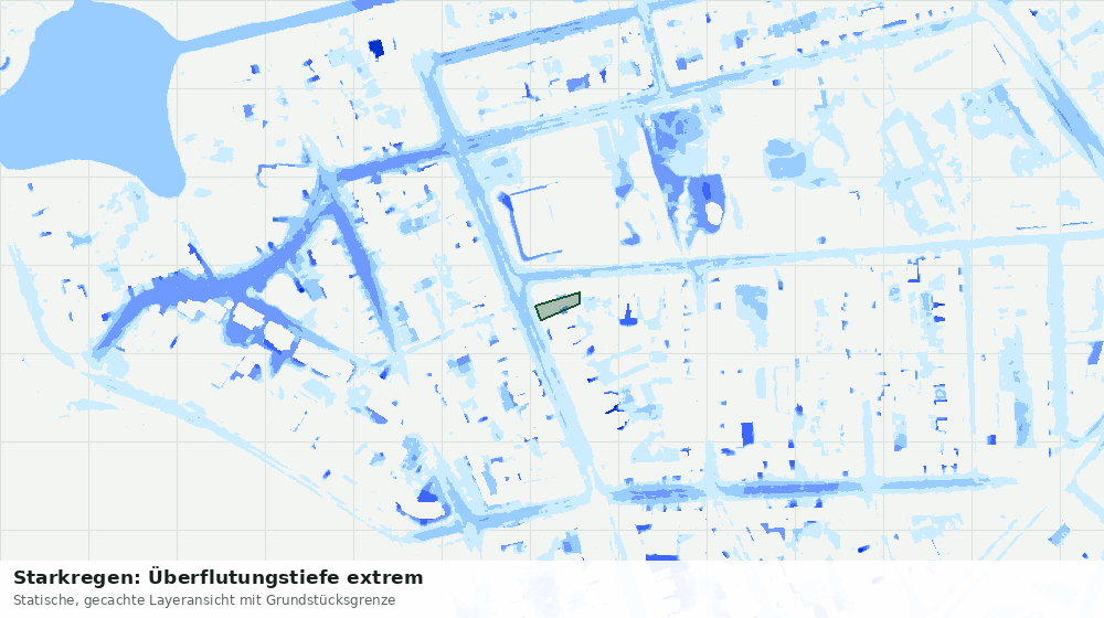 Statische Kartenansicht: Starkregen: Überflutungstiefe extrem