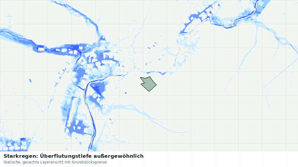 Statische Kartenansicht: Starkregen: Überflutungstiefe außergewöhnlich