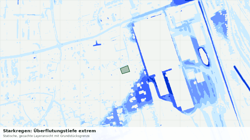 Statische Kartenansicht: Starkregen: Überflutungstiefe extrem