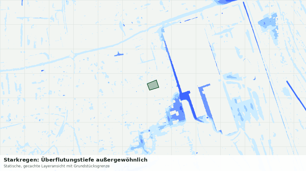 Statische Kartenansicht: Starkregen: Überflutungstiefe außergewöhnlich