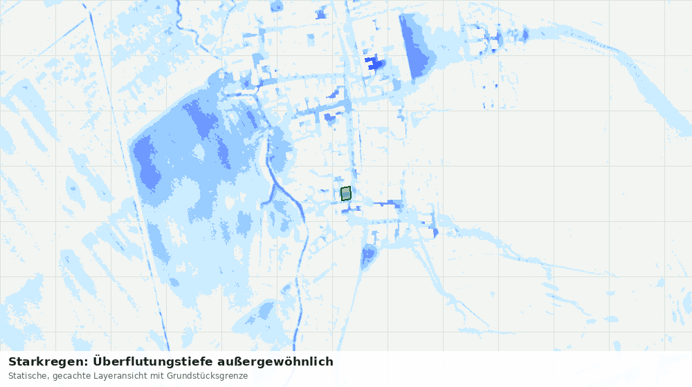 Statische Kartenansicht: Starkregen: Überflutungstiefe außergewöhnlich