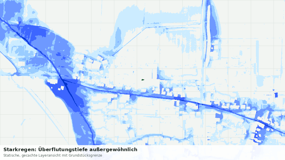 Statische Kartenansicht: Starkregen: Überflutungstiefe außergewöhnlich