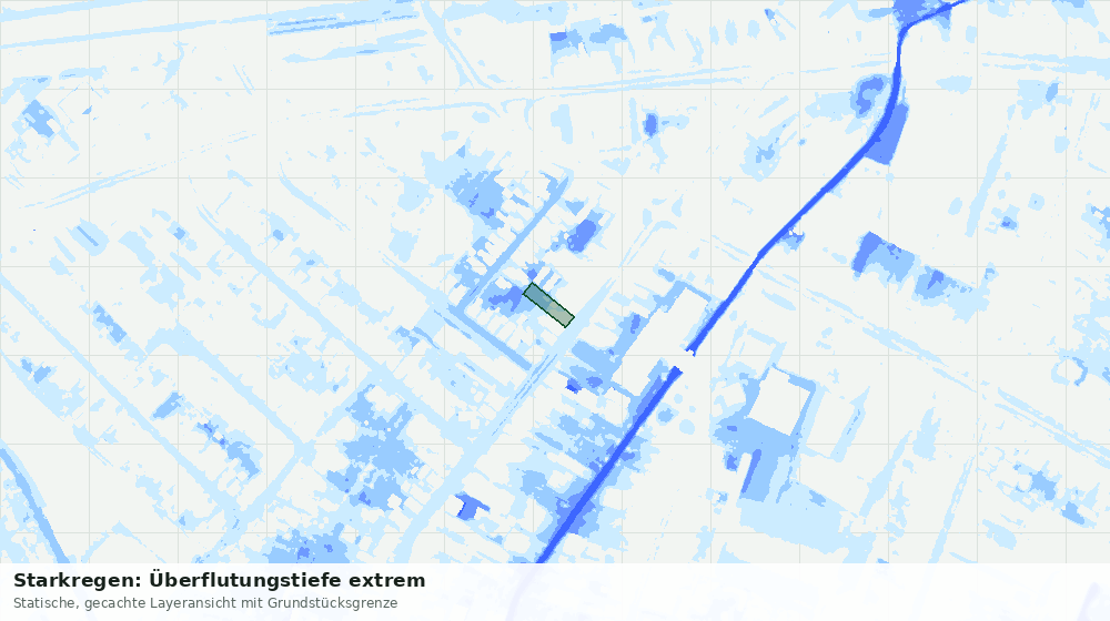 Statische Kartenansicht: Starkregen: Überflutungstiefe extrem