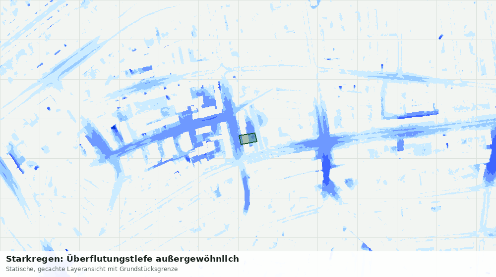 Statische Kartenansicht: Starkregen: Überflutungstiefe außergewöhnlich