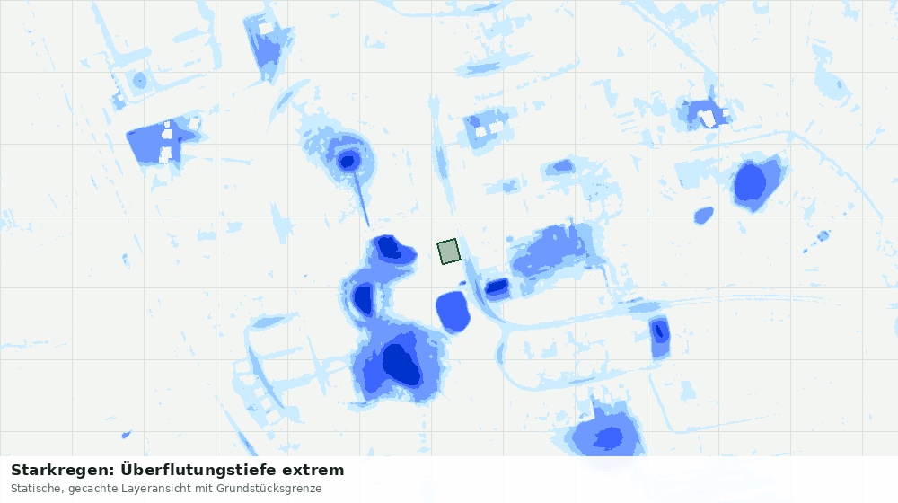 Statische Kartenansicht: Starkregen: Überflutungstiefe extrem