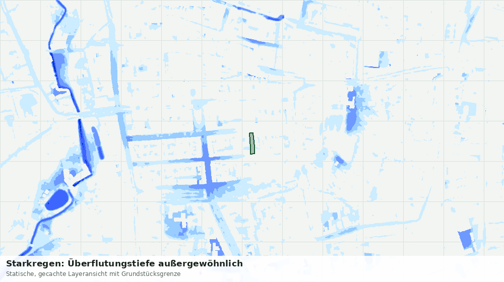 Statische Kartenansicht: Starkregen: Überflutungstiefe außergewöhnlich