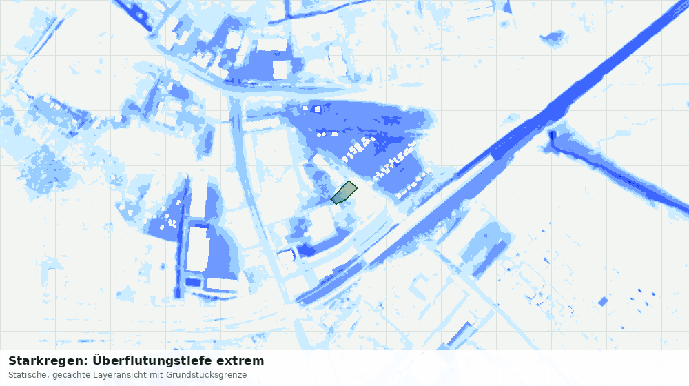 Statische Kartenansicht: Starkregen: Überflutungstiefe extrem