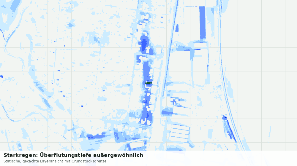 Statische Kartenansicht: Starkregen: Überflutungstiefe außergewöhnlich