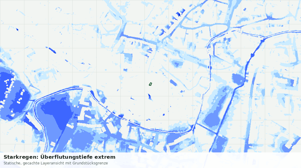 Statische Kartenansicht: Starkregen: Überflutungstiefe extrem