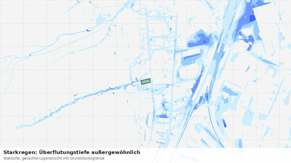 Statische Kartenansicht: Starkregen: Überflutungstiefe außergewöhnlich