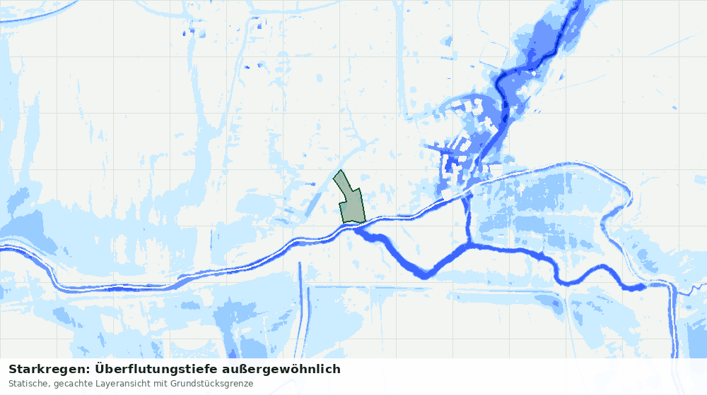 Statische Kartenansicht: Starkregen: Überflutungstiefe außergewöhnlich